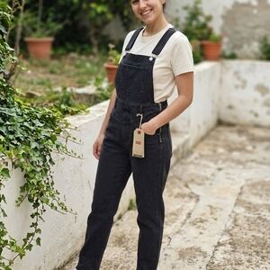 Levi's Black Denim Women's Overalls with Bib Pocket